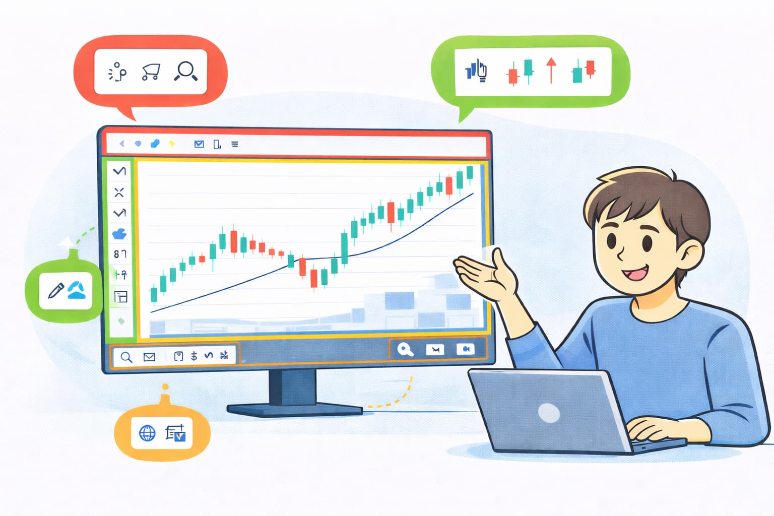 TradingViewの画面は5つのエリアでできている